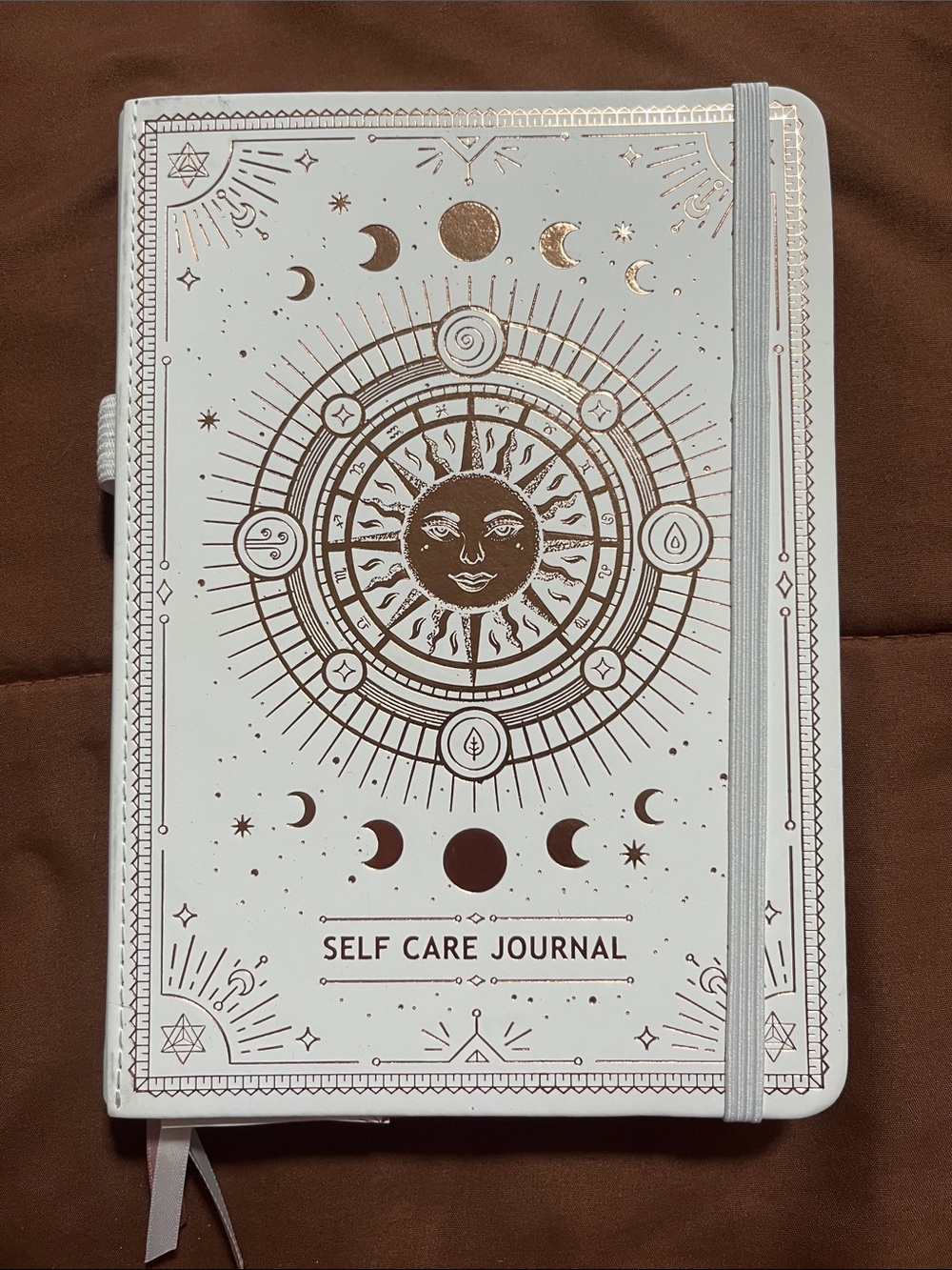 Unbranded White Self Care Journal with Gold Foil Celestial Design